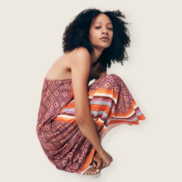 NWT | Zara | Flowy Halter Midi Dress | Orange | Medium - Picture 1 of 11